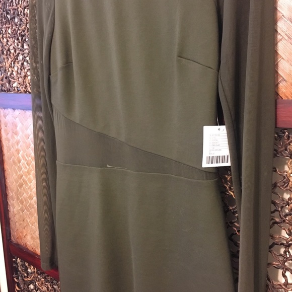 UO | Silence + Noise | Olive Mesh Cutout Dress NWT - Picture 4 of 6